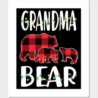 Grandma Bear Red Plaid Christmas Pajama Matching Family Gift Posters and Art